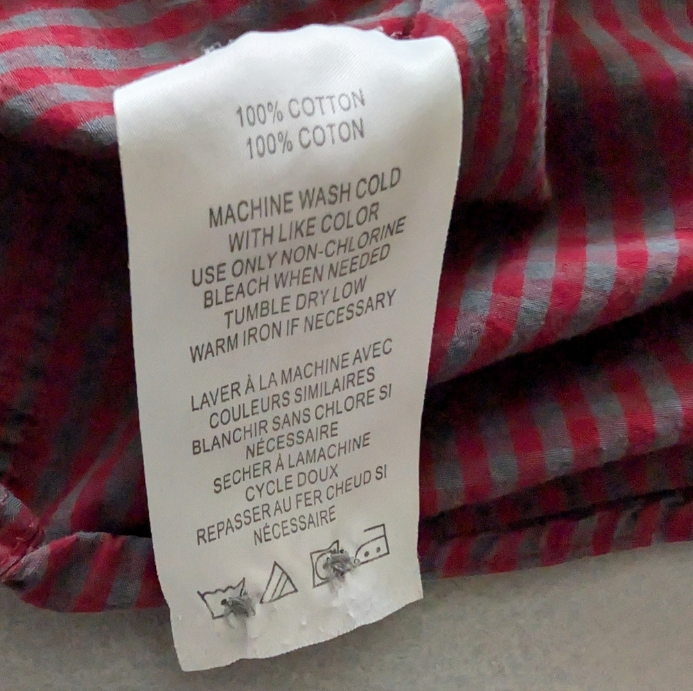Ben Sherman Mens Long Sleeve Red Grey Striped Button Down Shirt Size L Cotton image 6